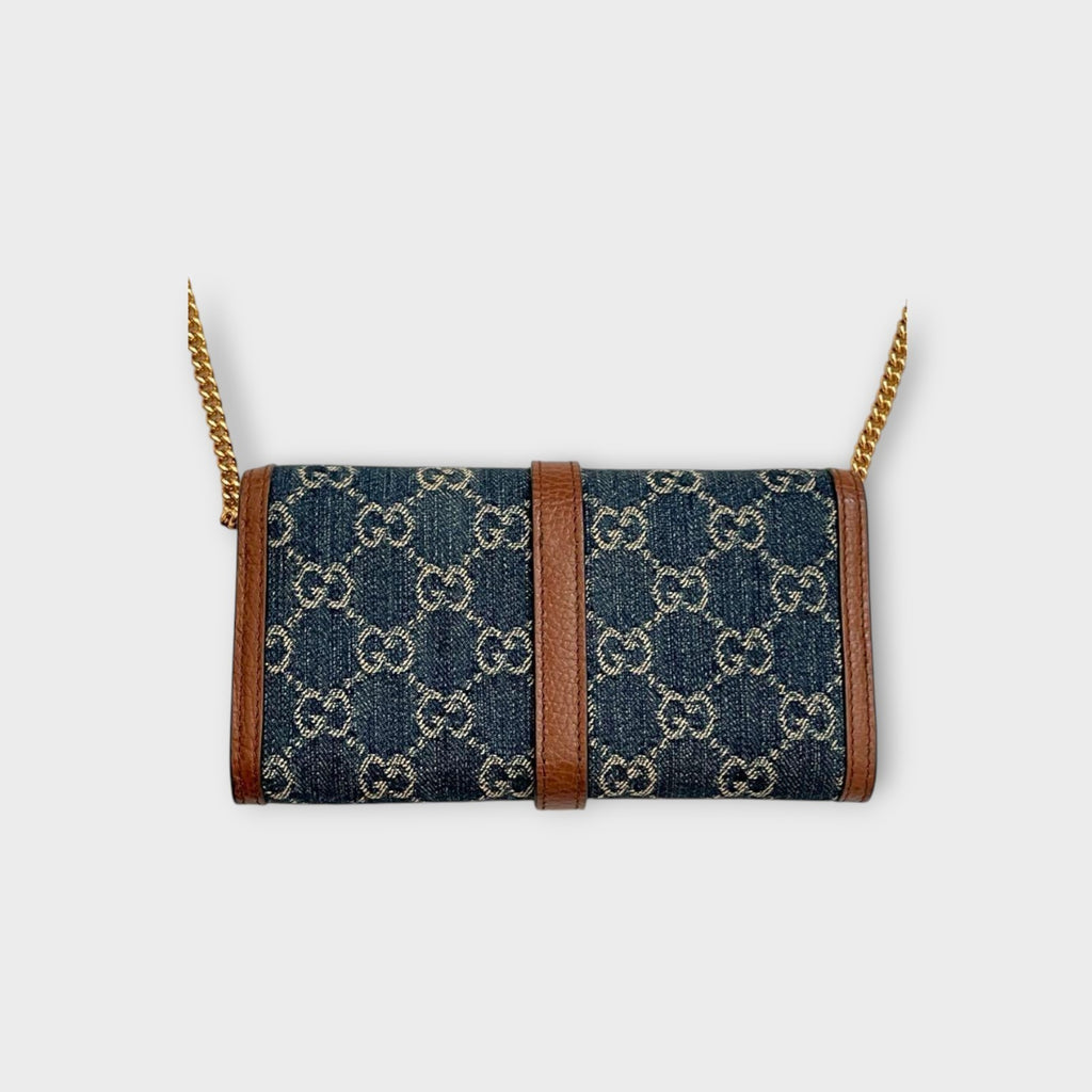 GUCCI Jackie Chain Wallet 1961 Indigo Blue