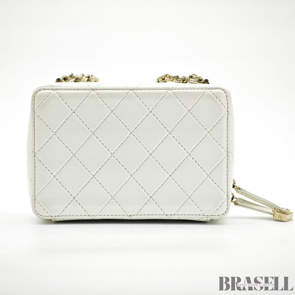 Chanel Matelassé Camera Bag AS4817 Shoulder Bag Compact With Mirror White