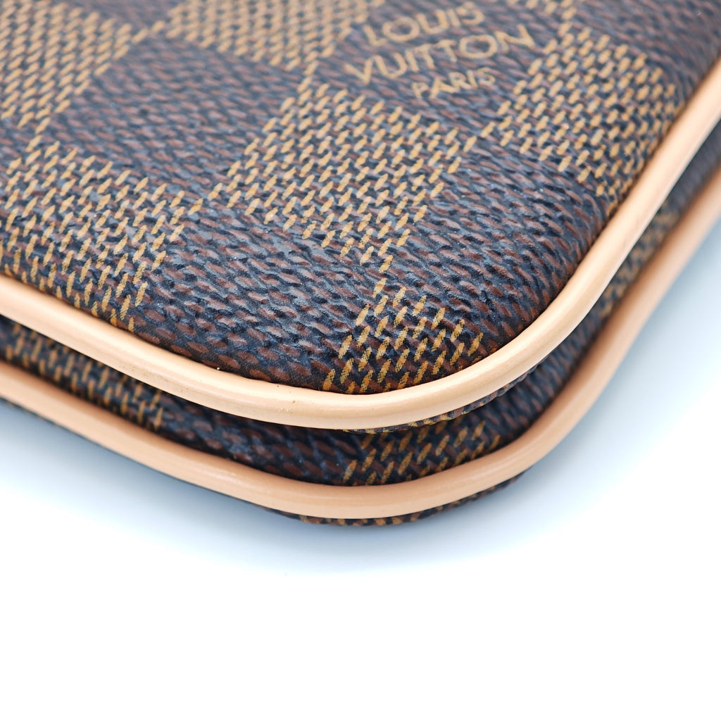LOUIS VUITTON Damier Double Zip Pochette N60254 Damier Canvas