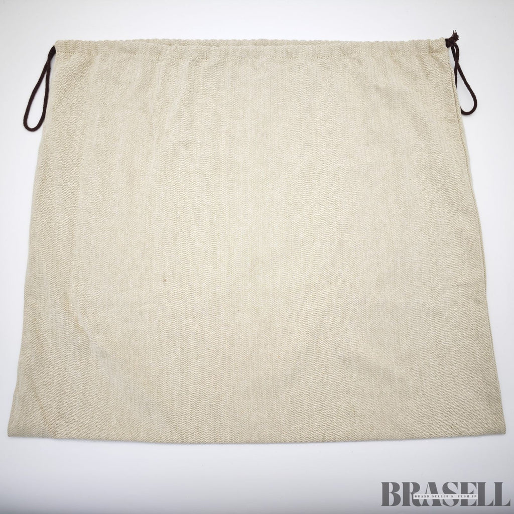 HERMES Garden Party PM Tote Bag Beige Dark Brown Canvas Leather Women’s