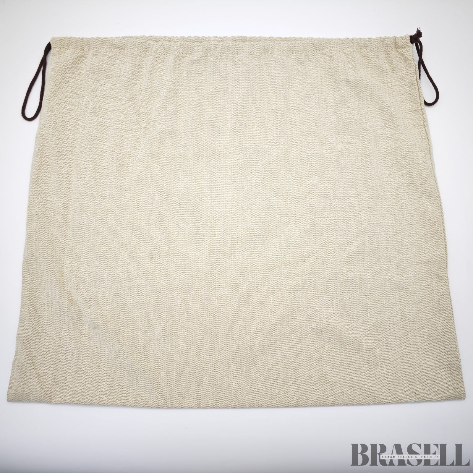 HERMES Garden Party PM Tote Bag Beige Dark Brown Canvas Leather Women’s