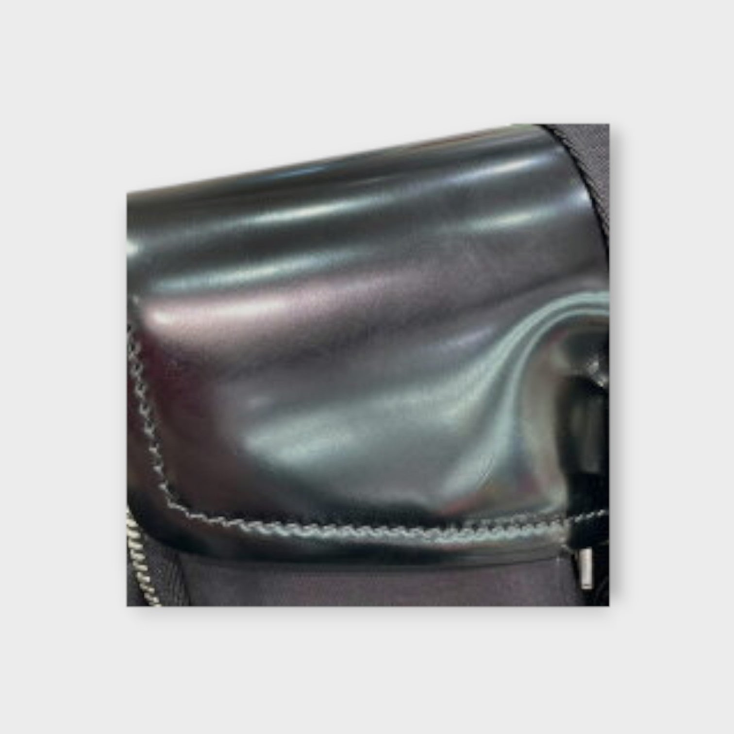 Prada Brushed Leather Shoulder Bag 1BD295 Black Patent Leather【B】