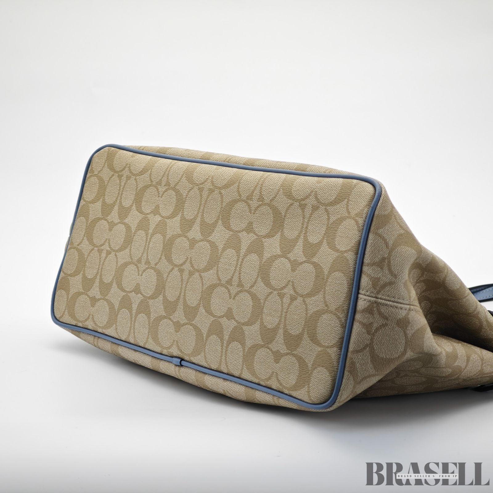 COACH Luxury Signature Tote Bag Beige/Blue for Women
