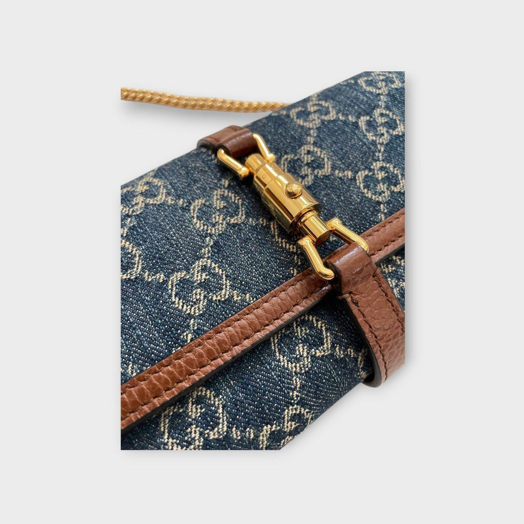 GUCCI Jackie Chain Wallet 1961 Indigo Blue