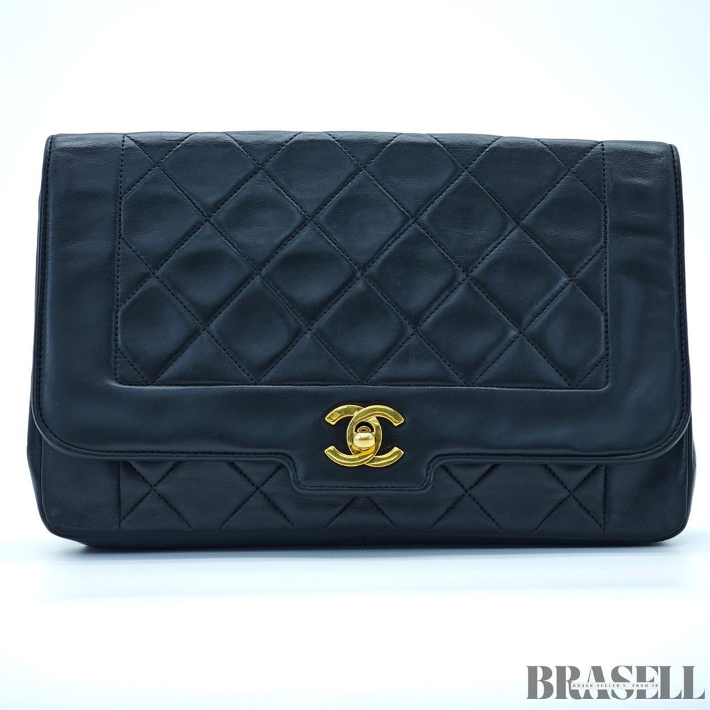 Chanel Lambskin Matelassé 25 S-Flap Shoulder Bag Small Black Ladies w/Dust Bag