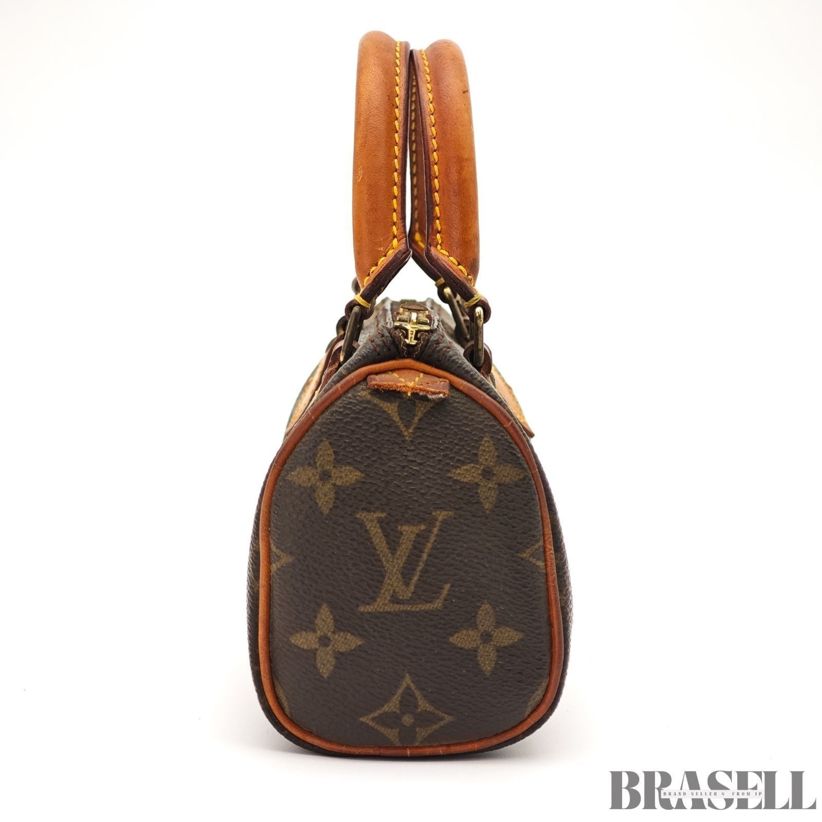 Auth Louis Vuitton Monogram Mini Speedy Hand Bag M41534 Mini Boston Bag Brown