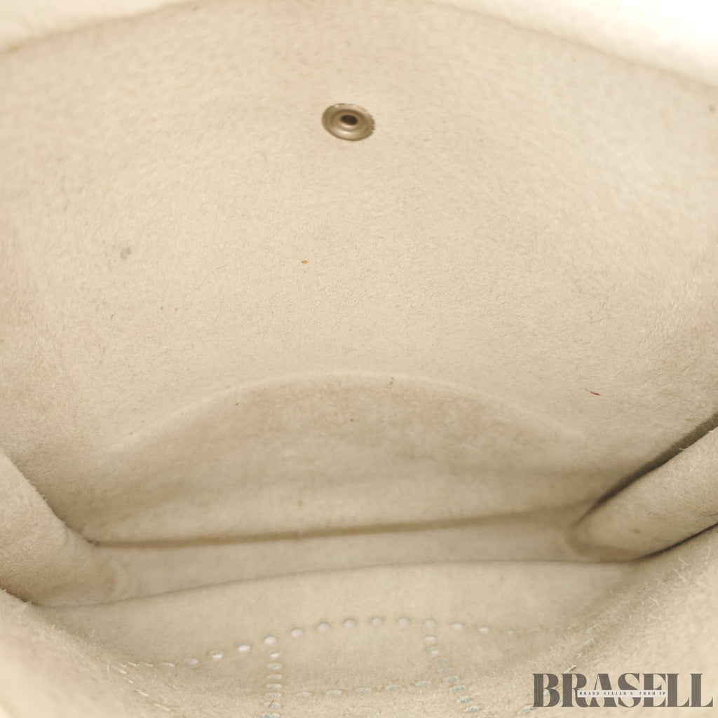 Hermes Evelyne I PM Taurillon Clemence Shoulder Bag White Unisex Silver Hardware