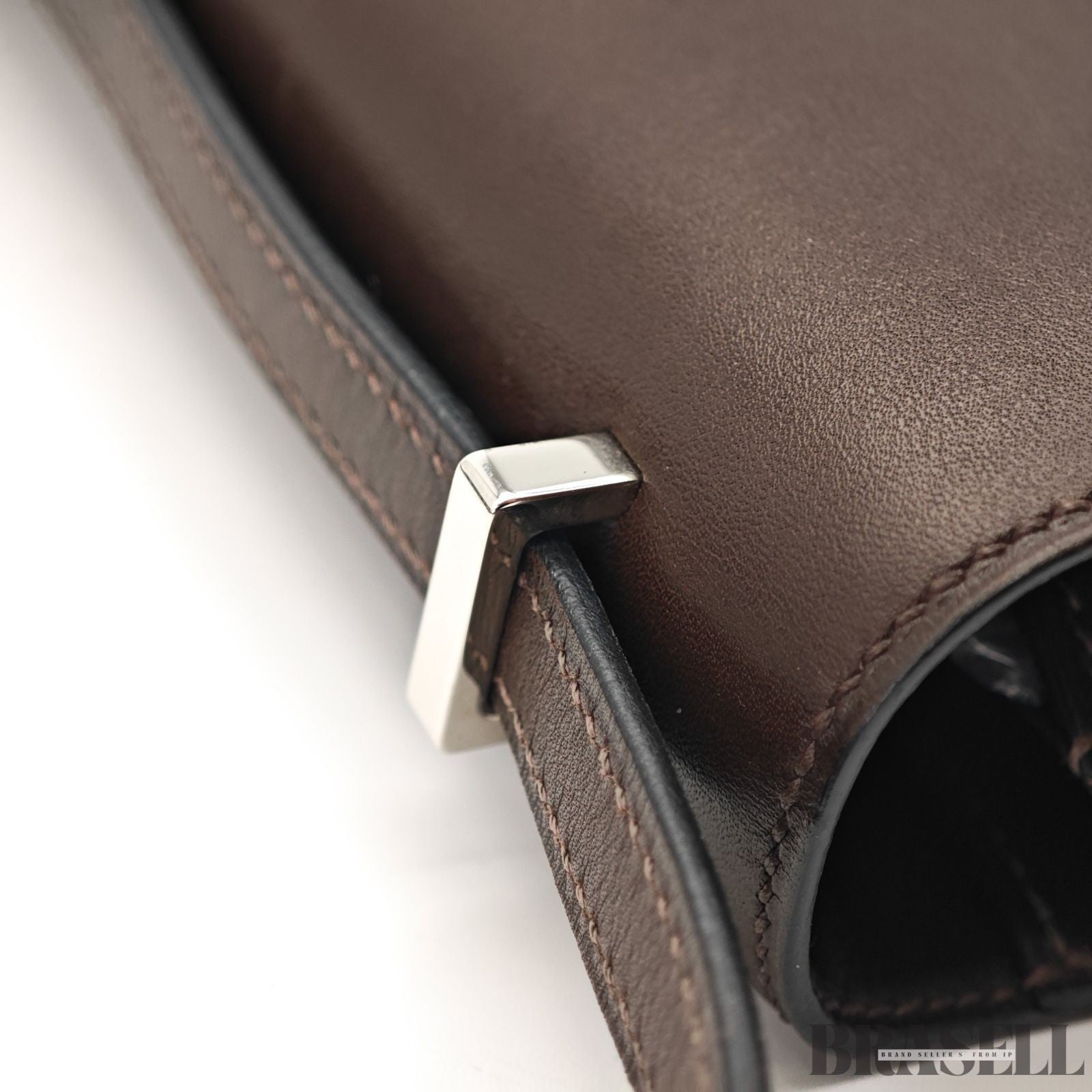 HERMES Constance 3 Mini Shoulder Bag Vos Swift Chocolate Silver Hardware