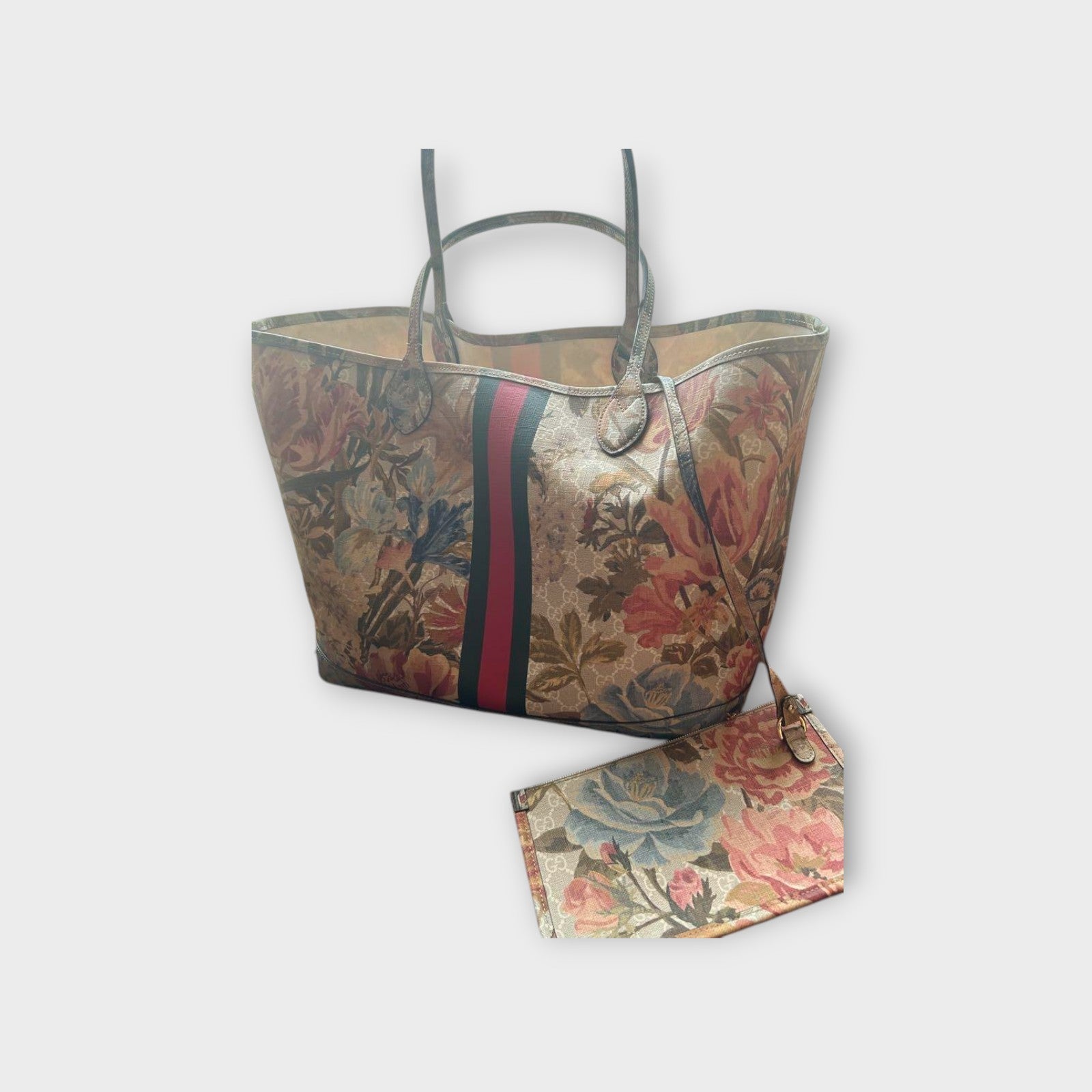 Gucci GG Flora Ophidia PVC Tote Bag Floral Print