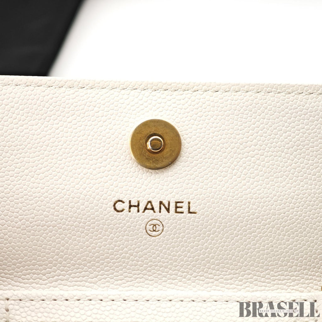 CHANEL Mini Matelasse Quilted Chain Shoulder Bag Women White w/Box Dust Bag