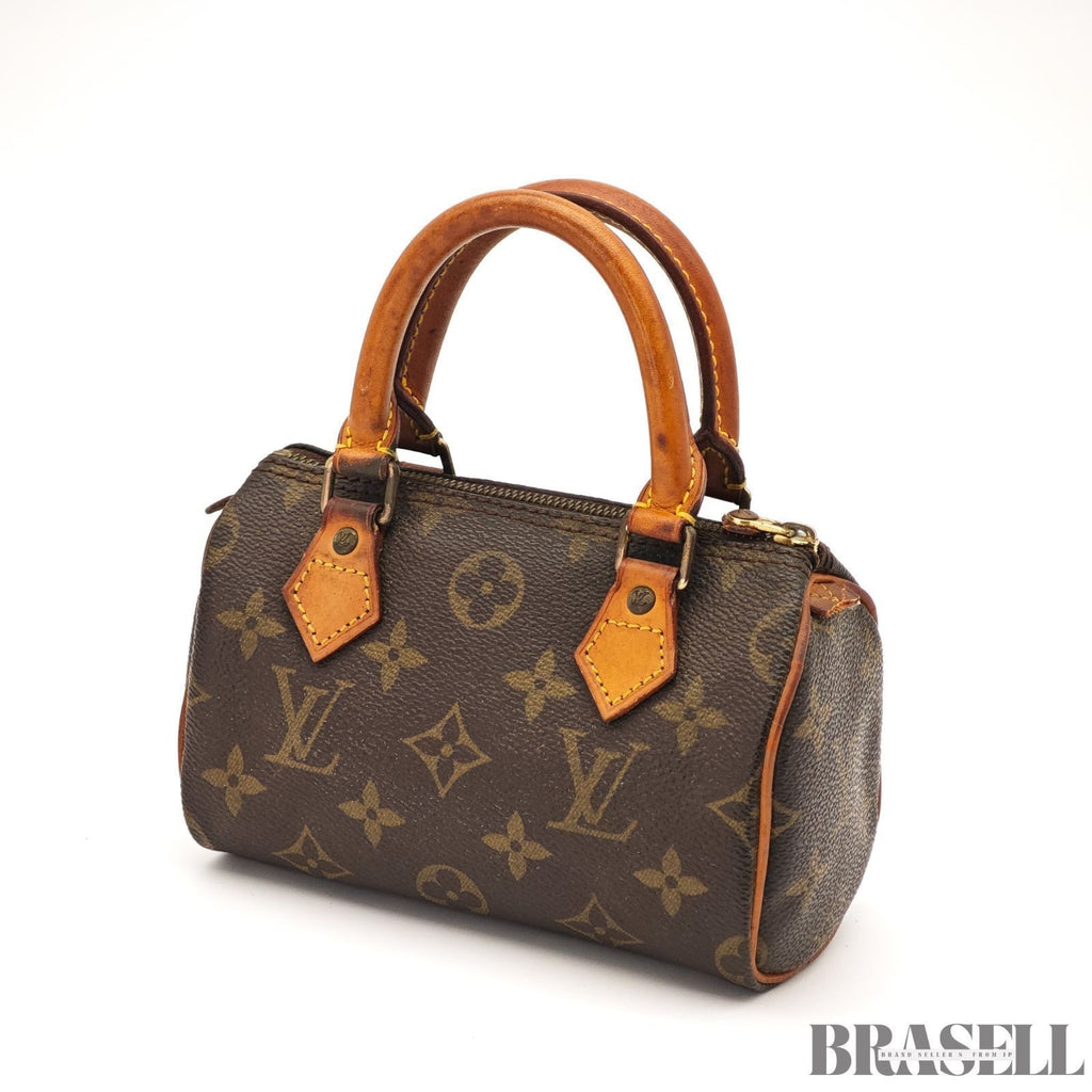 Auth Louis Vuitton Monogram Mini Speedy Hand Bag M41534 Mini Boston Bag Brown
