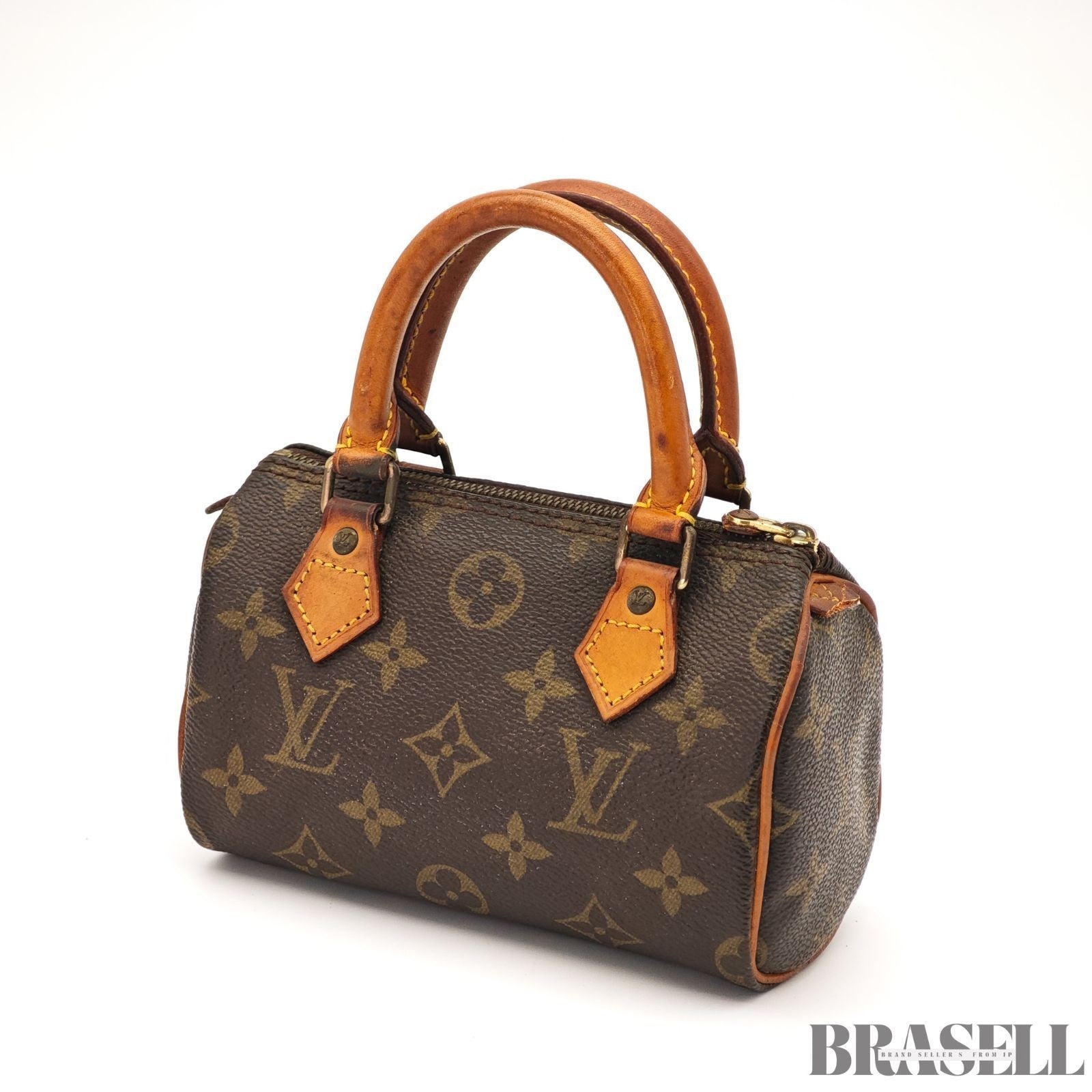 Auth Louis Vuitton Monogram Mini Speedy Hand Bag M41534 Mini Boston Bag Brown