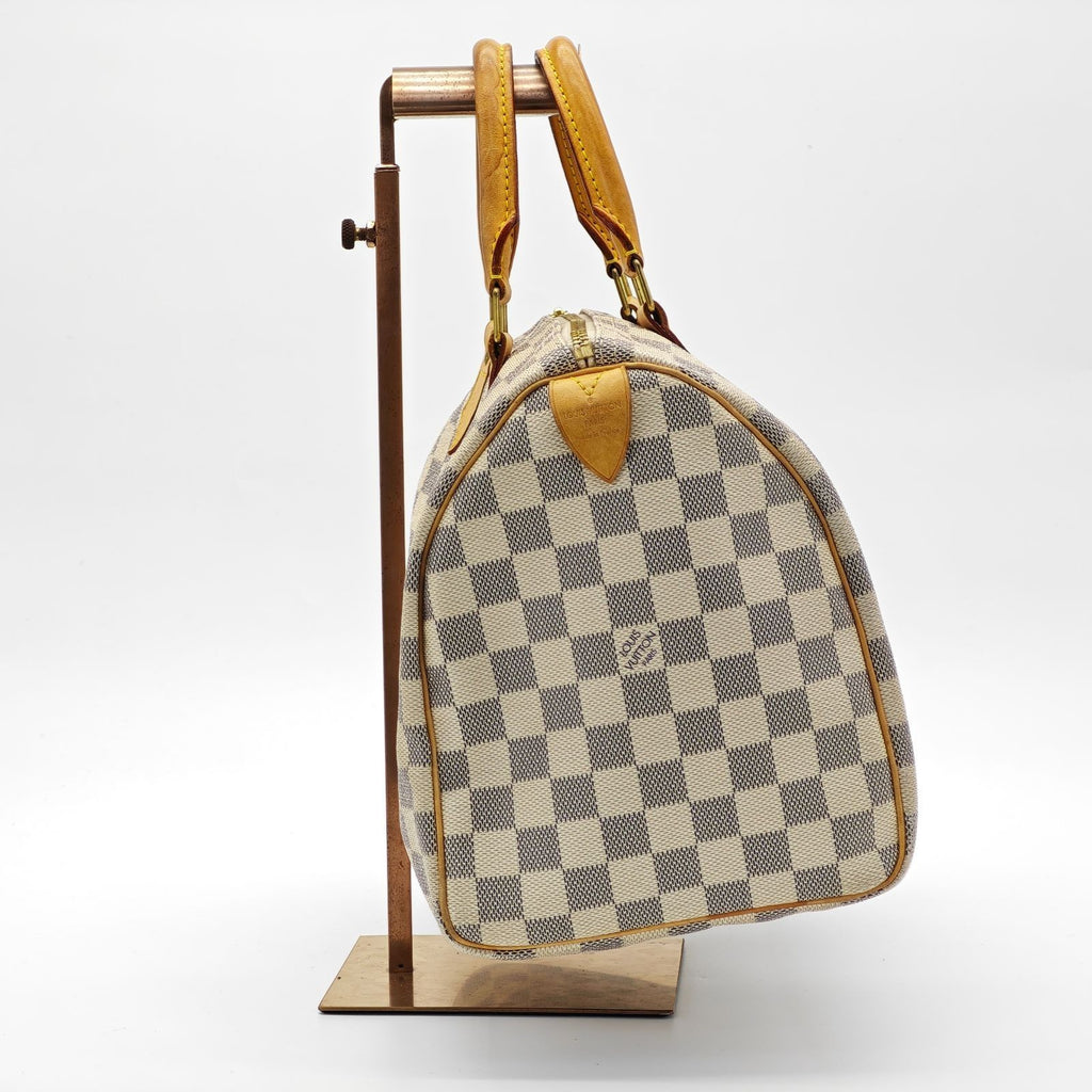 LOUIS VUITTON Damier Azur Speedy N41533 Boston Bag Large Capacity White