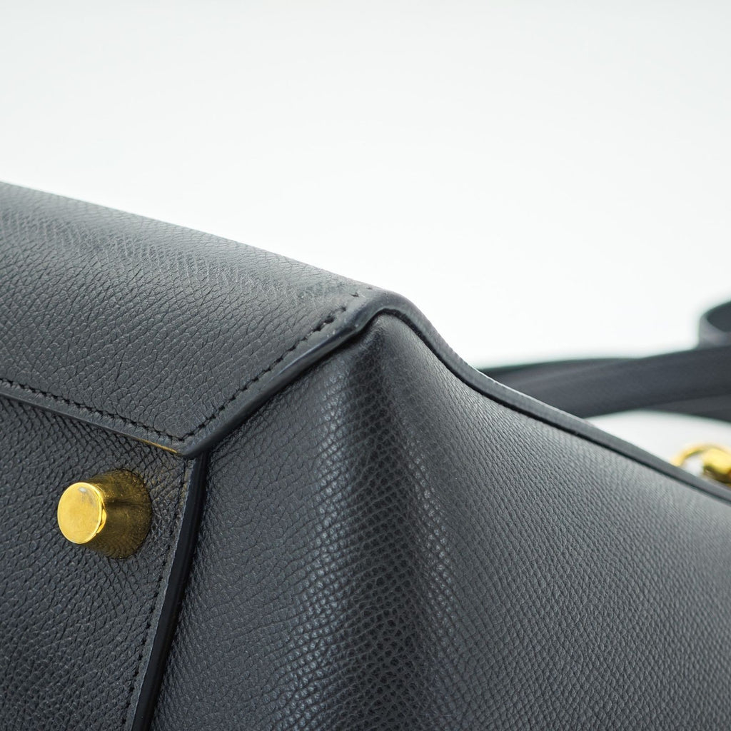CELINE Luggage Shoulder Bag Leather 2-Way Black Women's