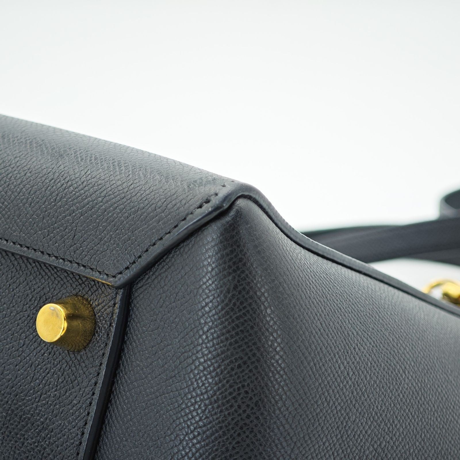 CELINE Luggage Shoulder Bag Leather 2-Way Black Women's