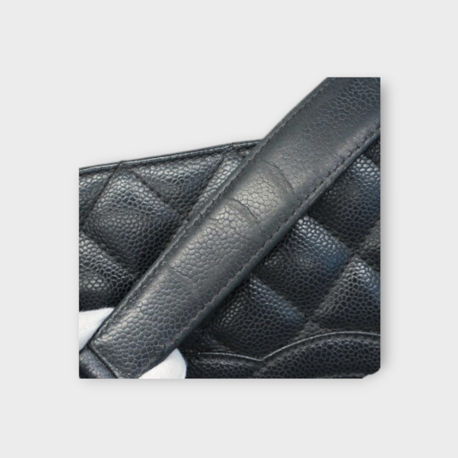 CHANEL Tote bag matrasse caviar skin black silver hardware chain