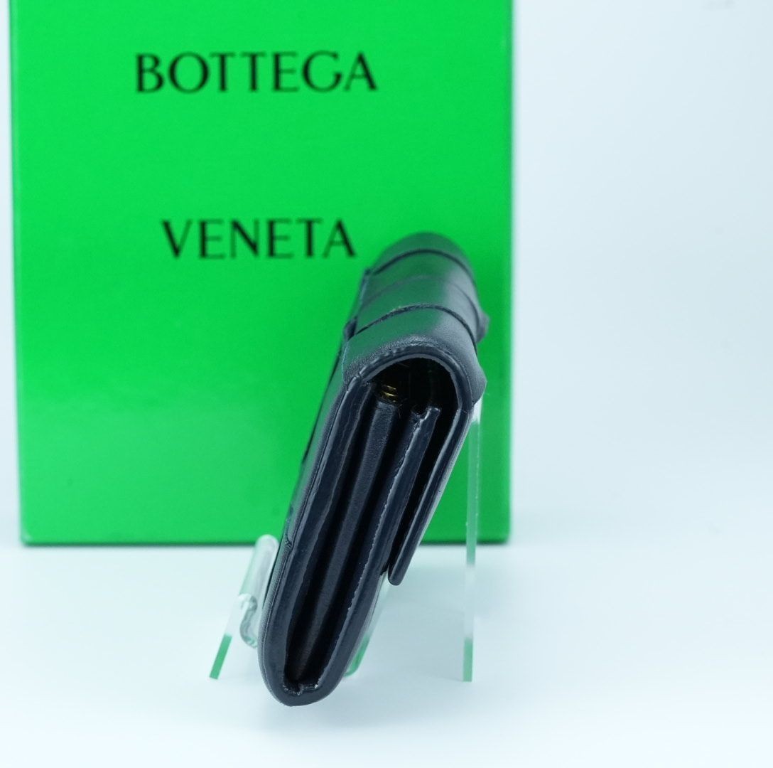 BOTTEGA VENETA Cassette Intrecciato Navy Long Wallet with Built-in IC Chip