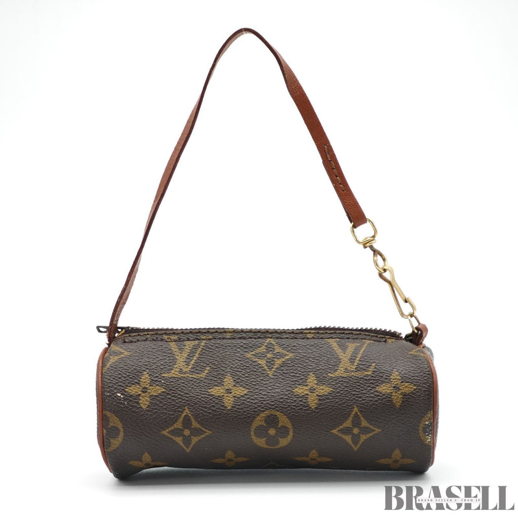 Auth Louis Vuitton Monogram Papillon GM M51365 Handbag Tote Bag Brown w/Poach