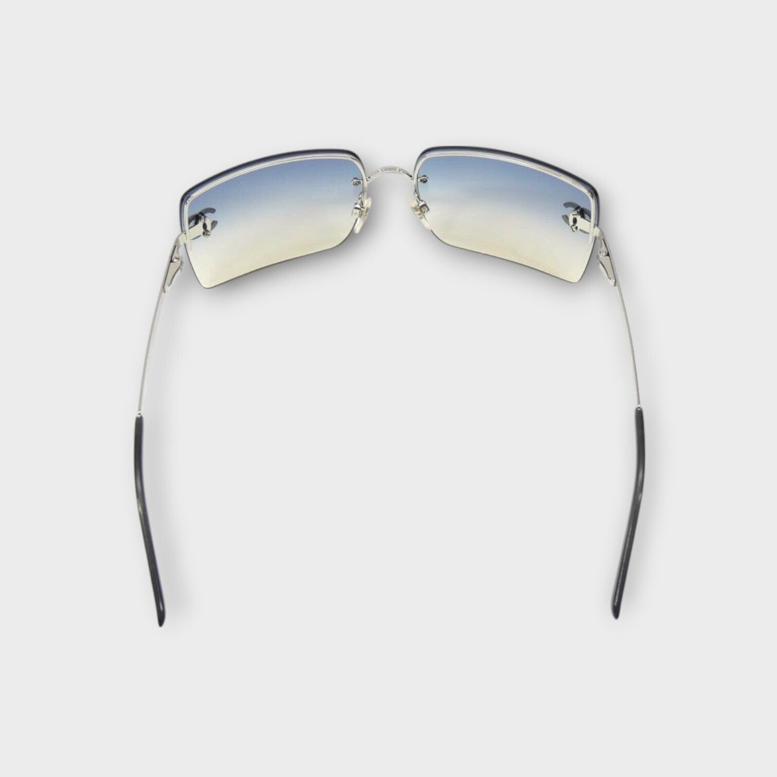 CHANEL 4092-B Blue Gradient Sunglasses Coco Mark 62□15-120 Rhinestone 【A】
