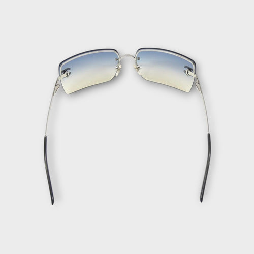 CHANEL 4092-B Blue Gradient Sunglasses Coco Mark 62□15-120 Rhinestone 【A】
