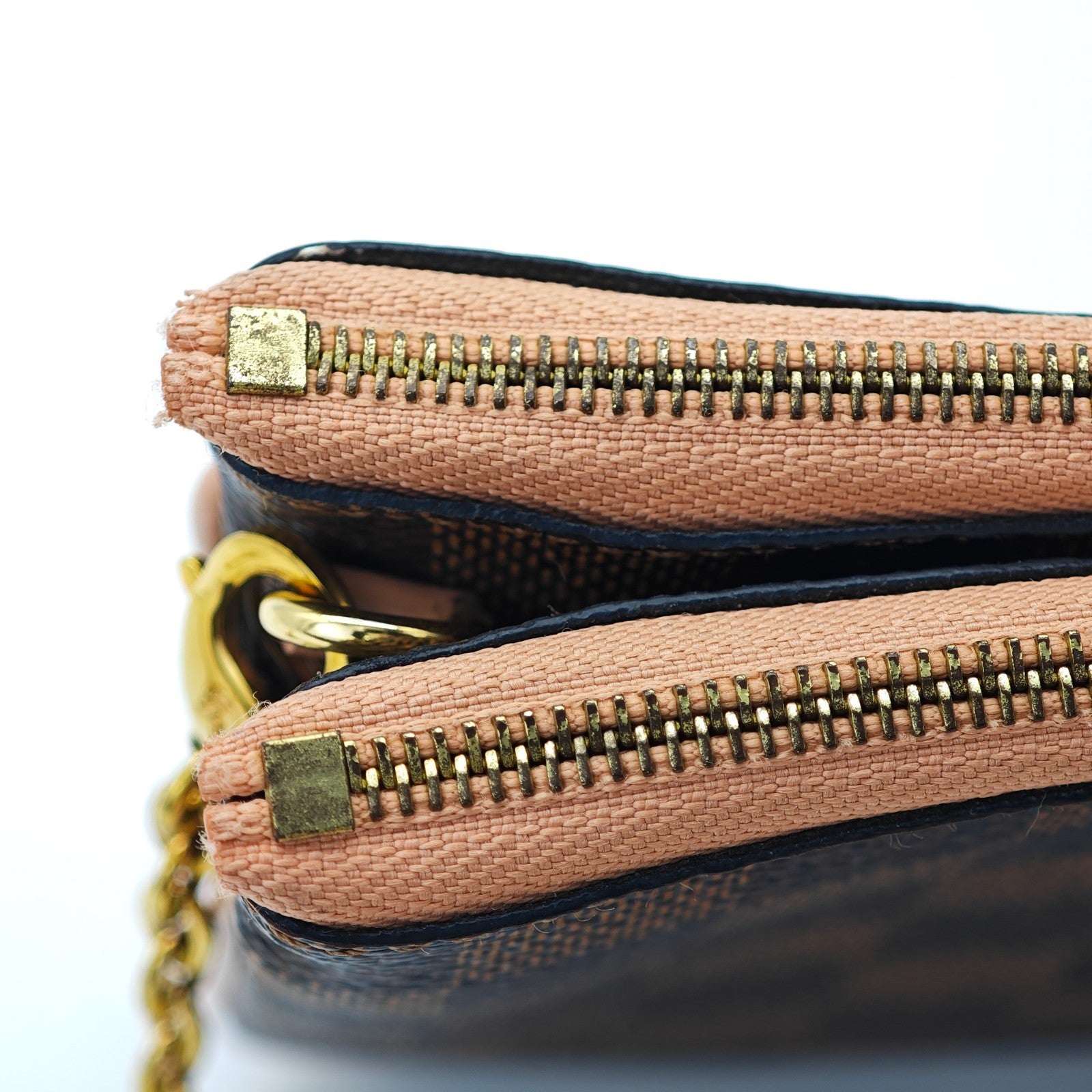 LOUIS VUITTON Damier Double Zip Pochette N60254 Damier Canvas