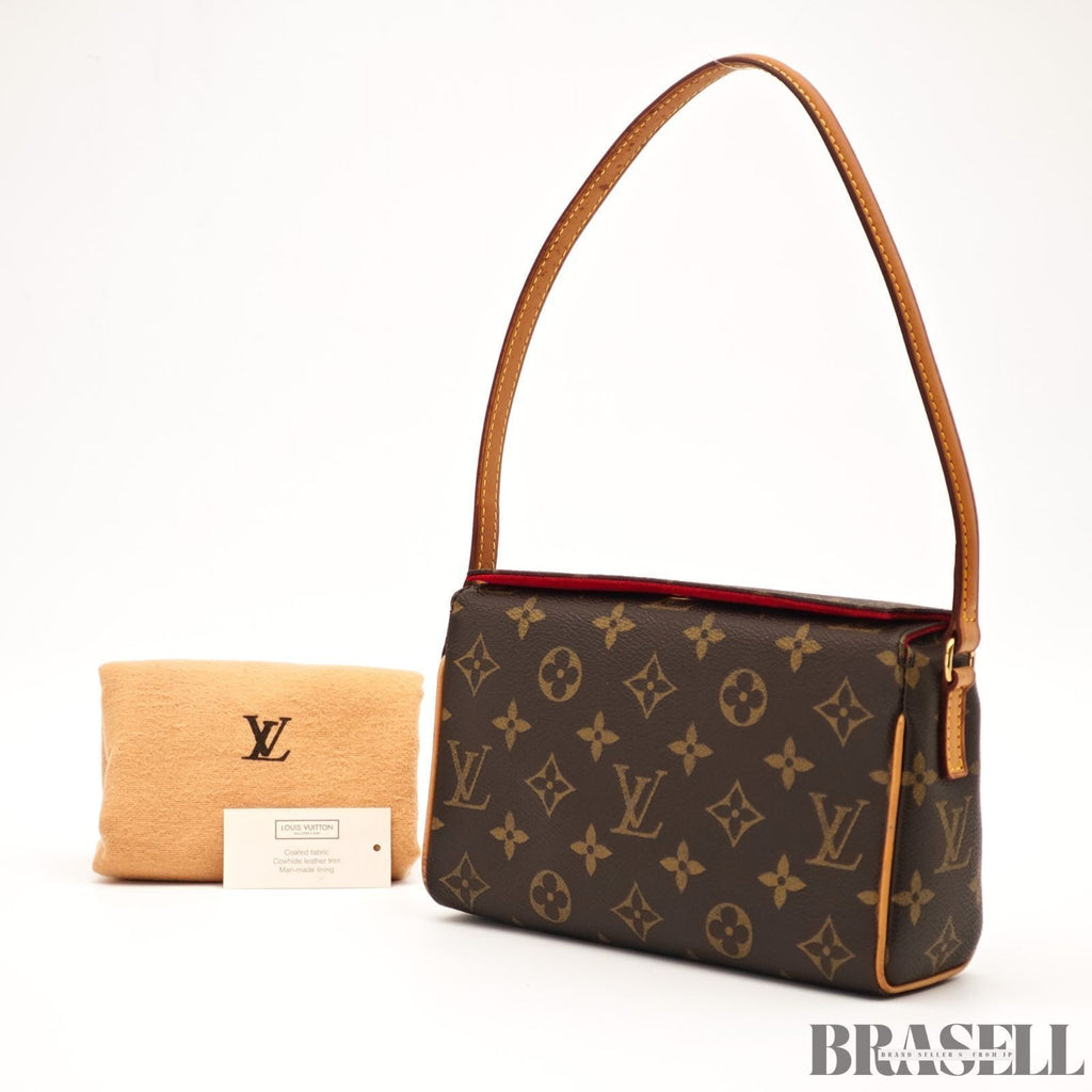 Auth Louis Vuitton Recital Handbag Monogram Tote Bag M51900 Brown