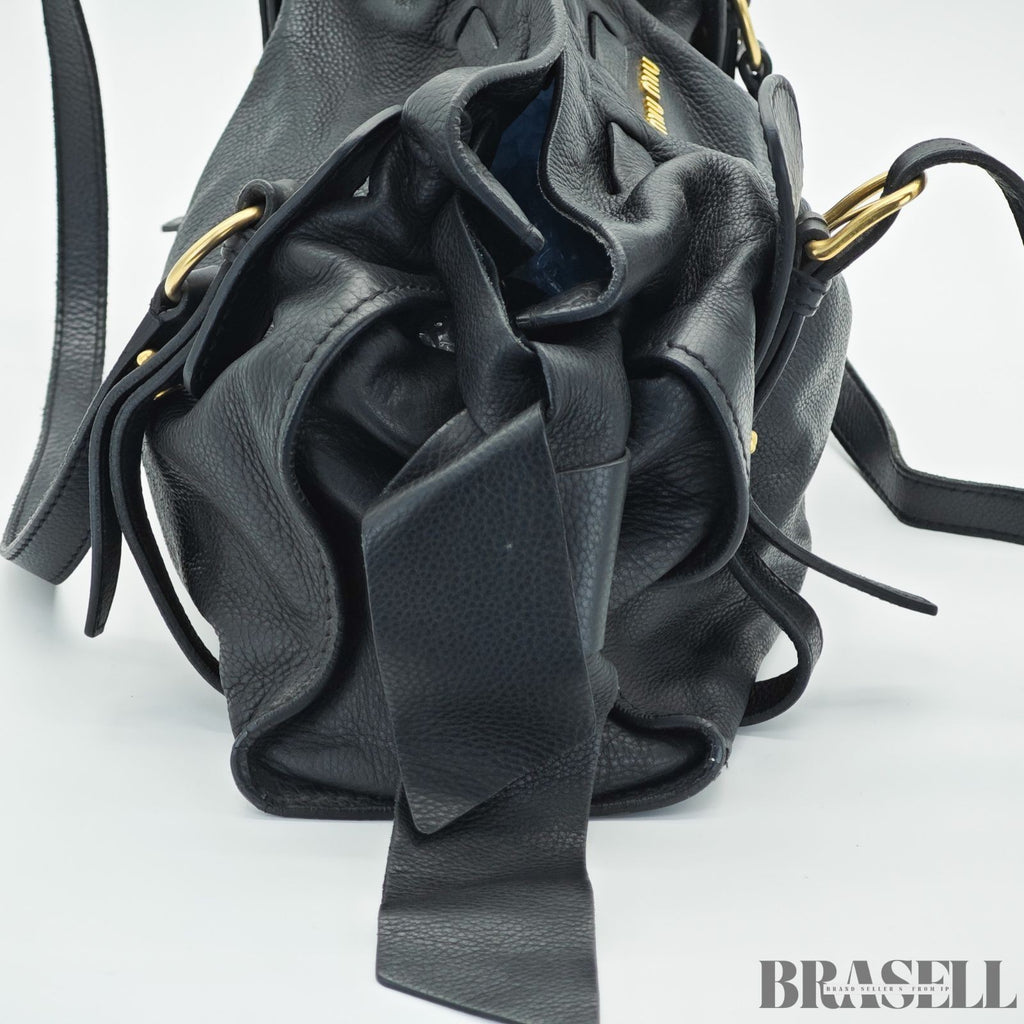 Miu Miu Madras 2-Way Bag RL0058 Handbag Shoulder Bag Black Women's