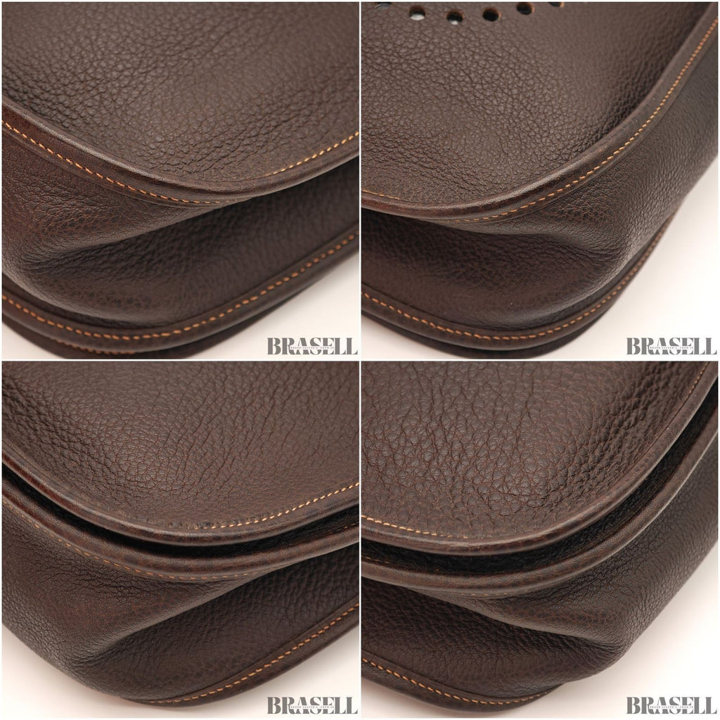 HERMES Evelyn 2 GM Punching H logo Shoulder Bag Brown w/Box Dust Bag Strap