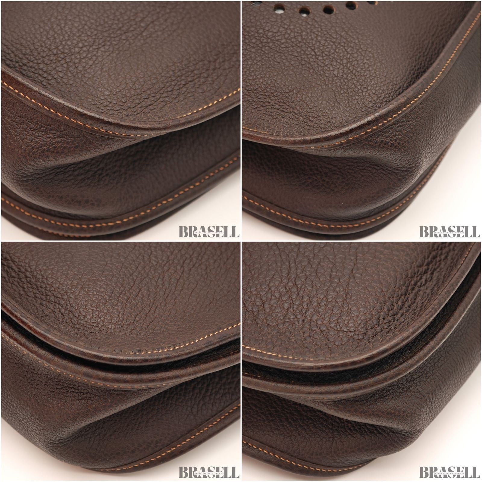 HERMES Evelyn 2 GM Punching H logo Shoulder Bag Brown w/Box Dust Bag Strap