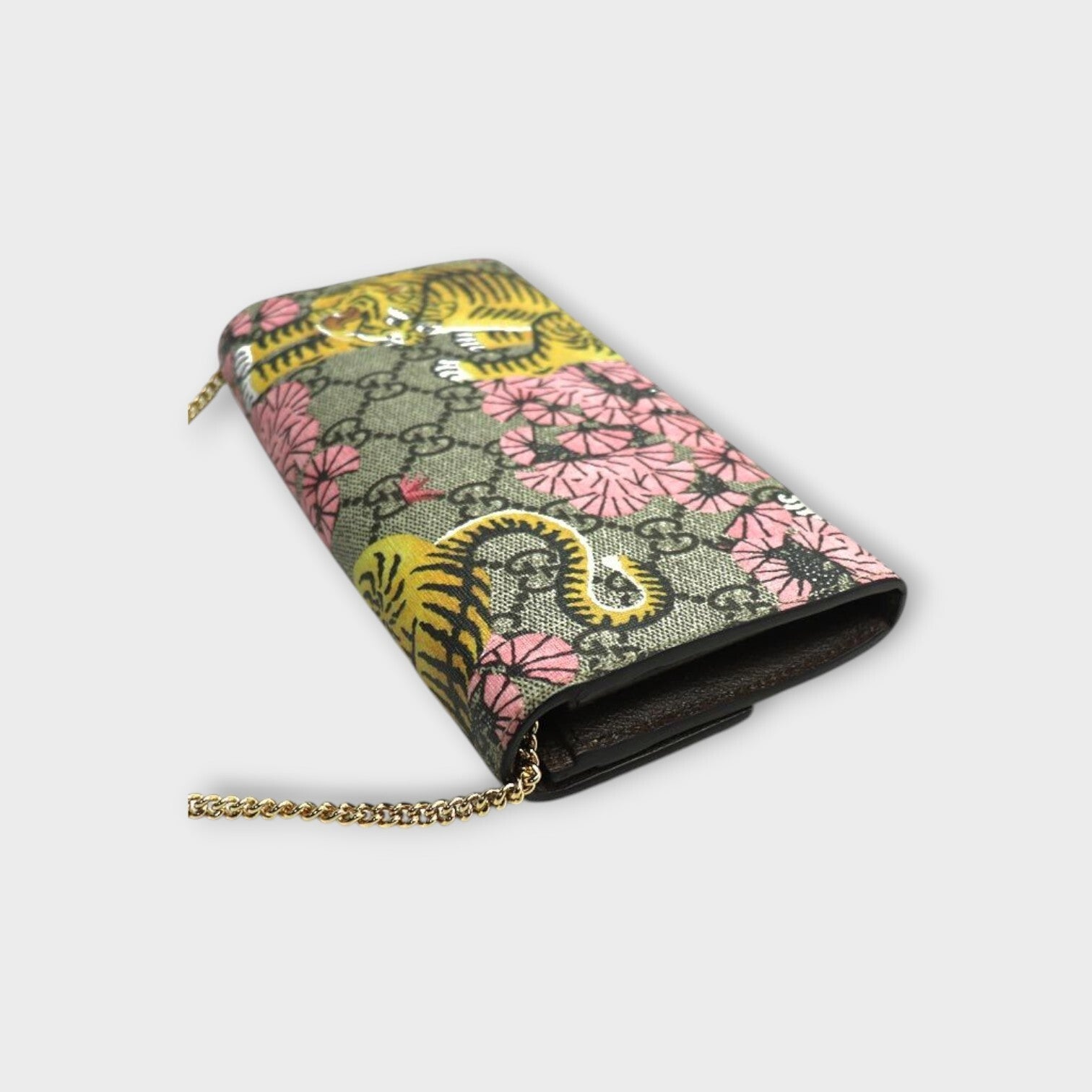 GUCCI GG Supreme Chain Wallet Bengal Tiger Cherry Blossom Long Wallet 453506【A】