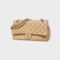 CHANEL Matelassé W Flap  beige Caviar skin women's shoulder bag