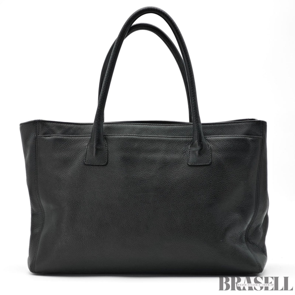 CHANEL Turnlock Caviar Skin Tote Bag Black Large CC Shoulder Bag Women's