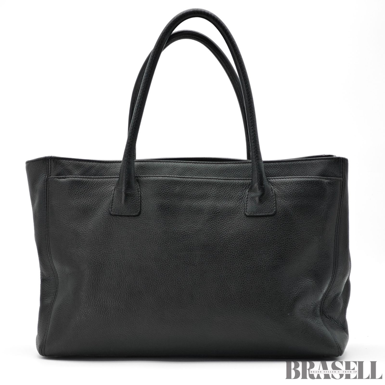 CHANEL Turnlock Caviar Skin Tote Bag Black Large CC Shoulder Bag Women's
