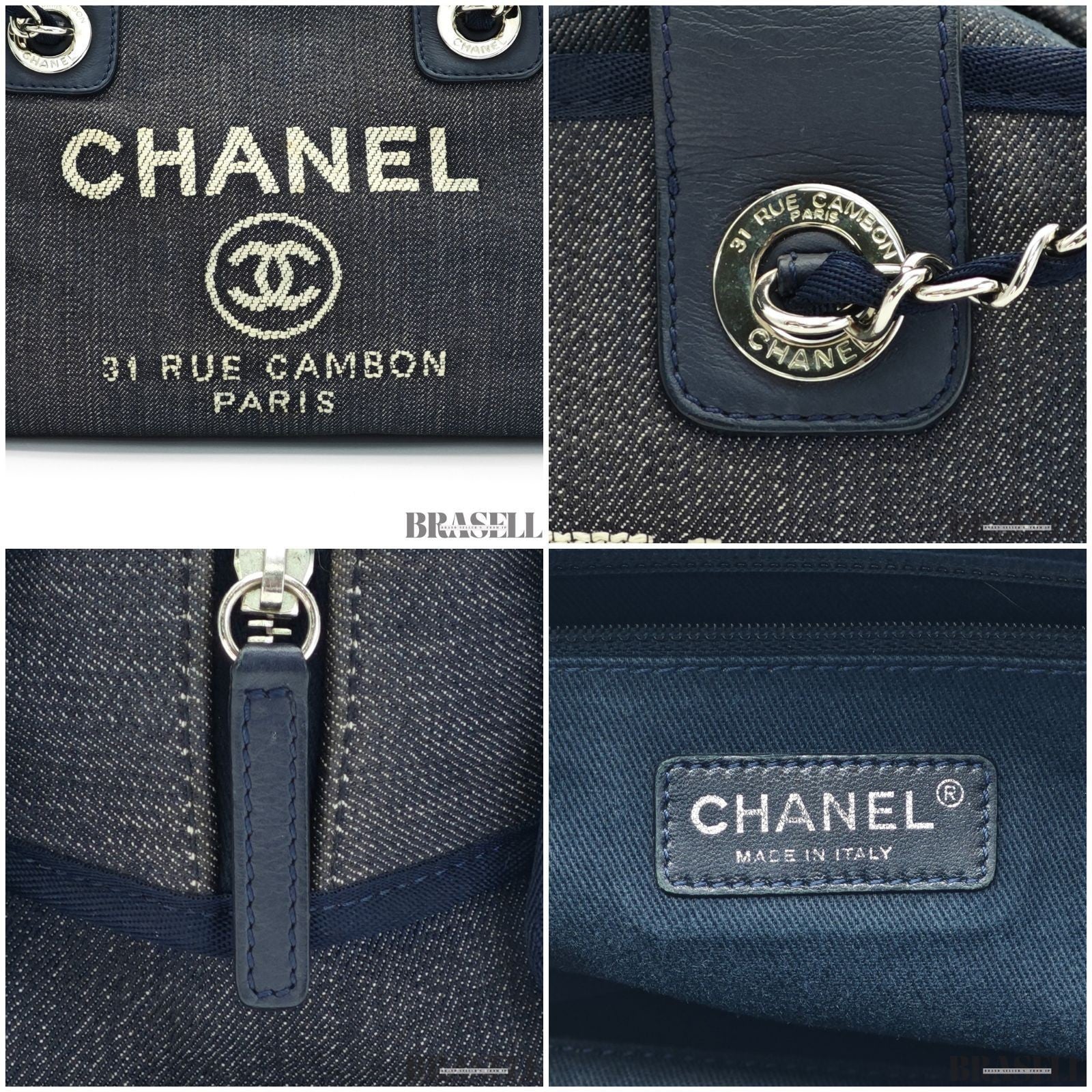 Chanel Deauville Line Bowling Bag A92749 Handbag Chain Tote Bag Denim Blue