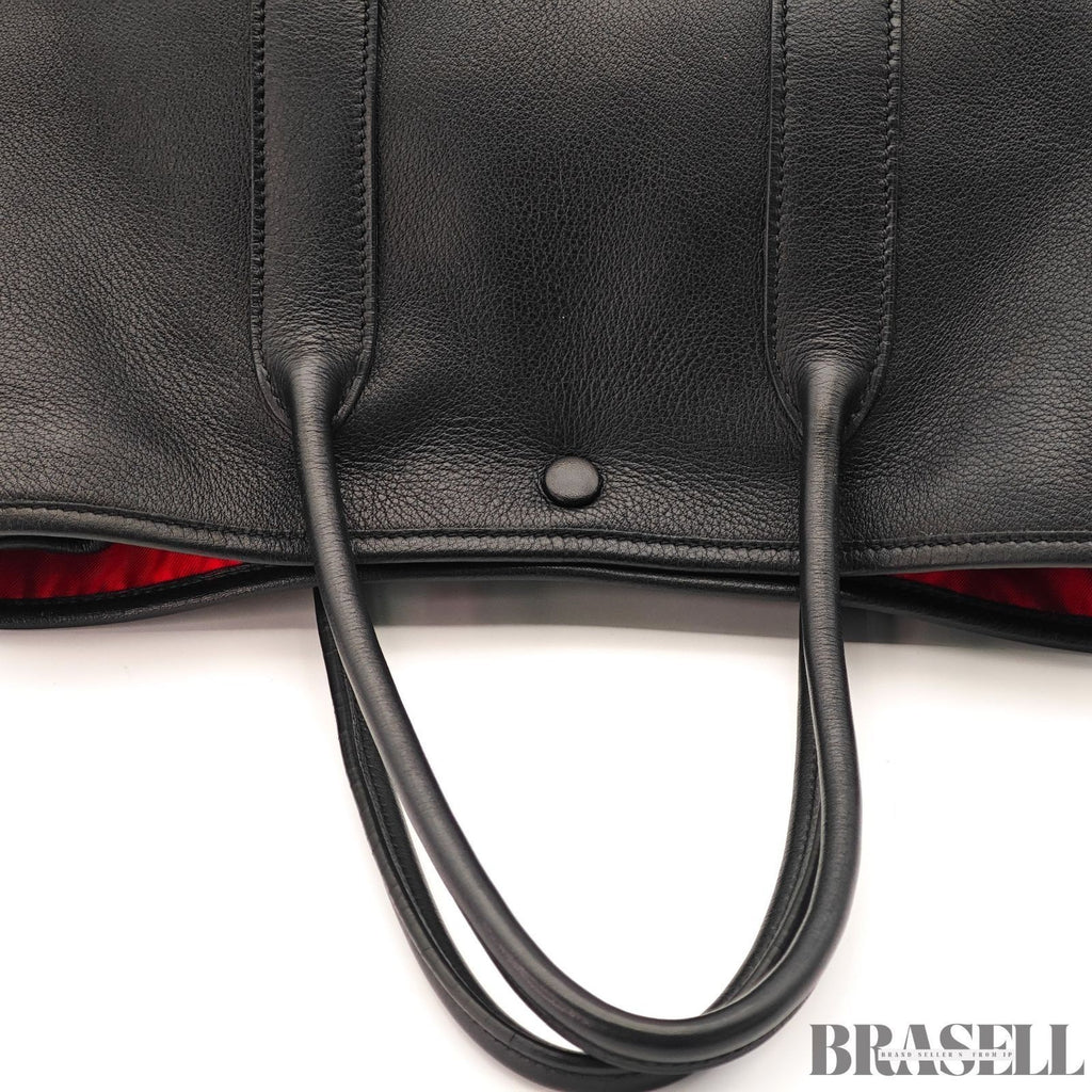 HERMES Garden Party TPM Noir Swift Leather Ginza Limited Edition Handbag Black