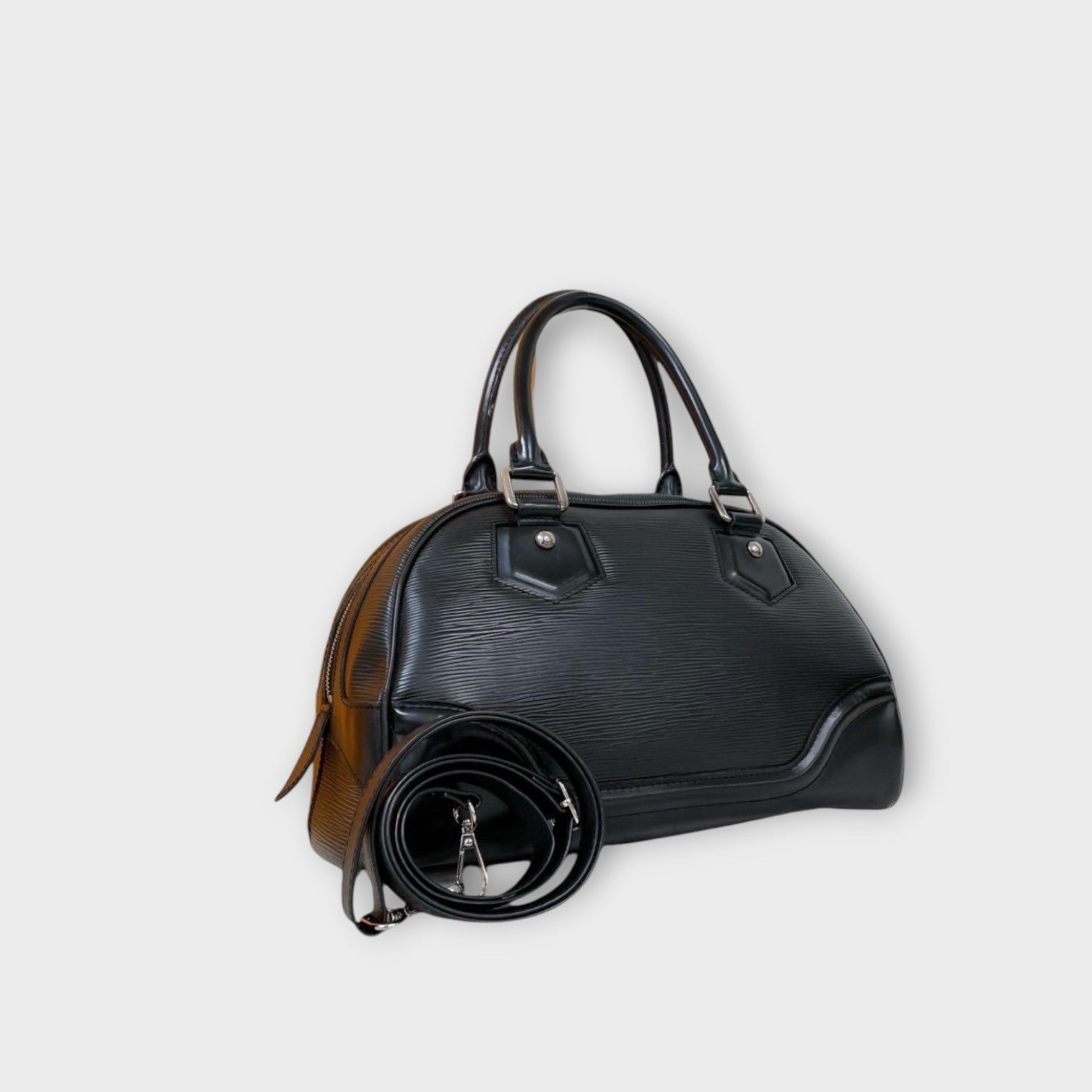 Louis Vuitton Epi Bowling Montaigne PM 2WAY Handbag Shoulder Bag Black Leathe【A】