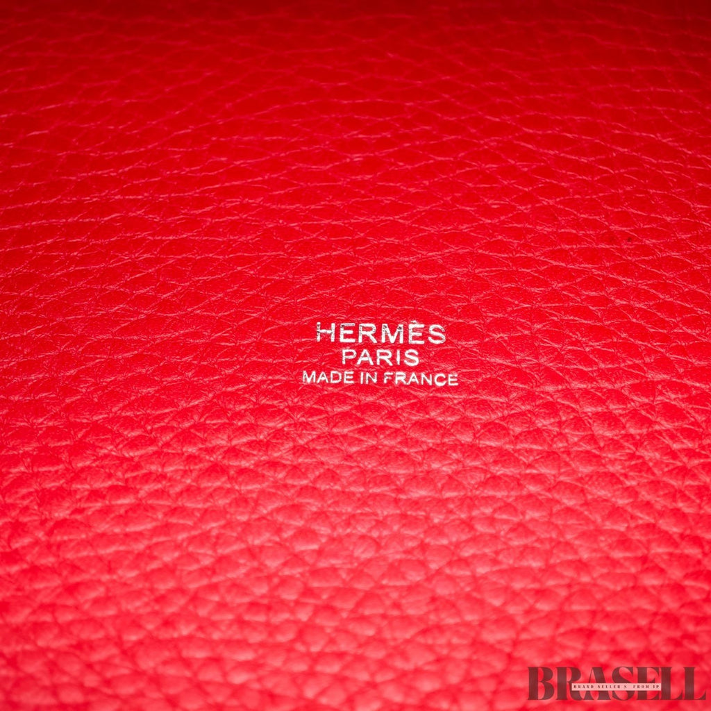 HERMES Picotin Lock MM Handbag Rose Extreme Clemence Leather Silver Hardware