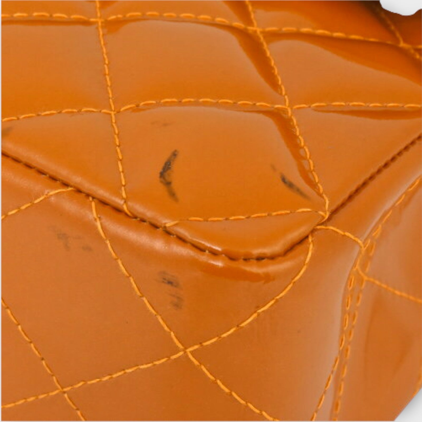 CHANEL Mini Matelasse Coco Mark Single Flap Chain Shoulder Bag Enamel Orange