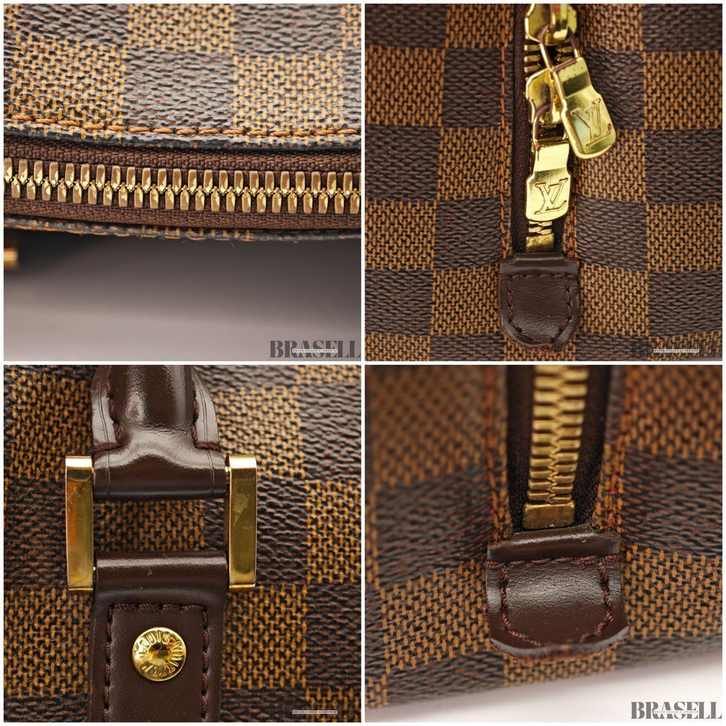 LOUIS VUITTON Logo Ribera MM Hand Bag Damier Ebene Leather Brown N41434 Spain