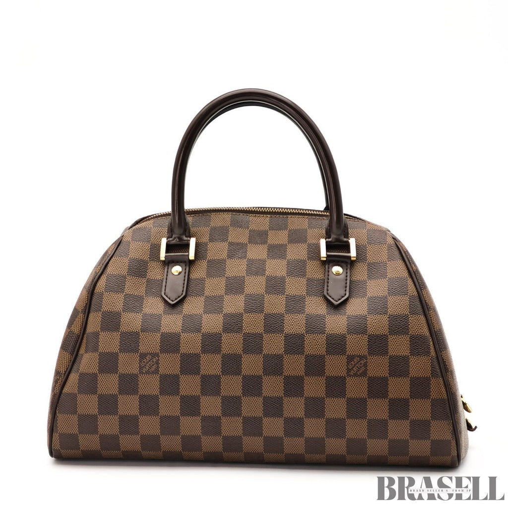 LOUIS VUITTON Logo Ribera MM Hand Bag Damier Ebene Leather Brown N41434 Spain
