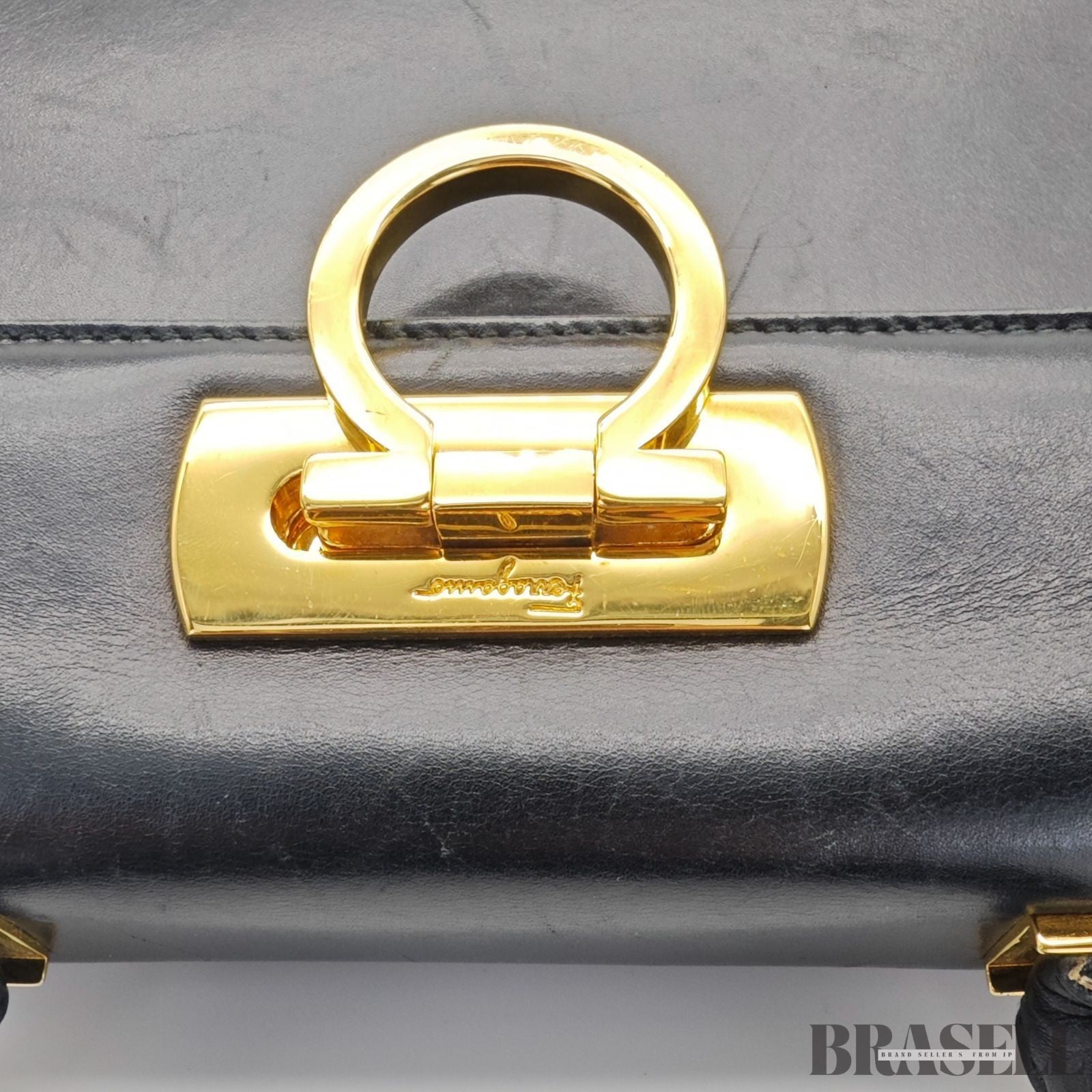 Ferragamo Gancini Shoulder Bag Tote Bag Black Women's Classical