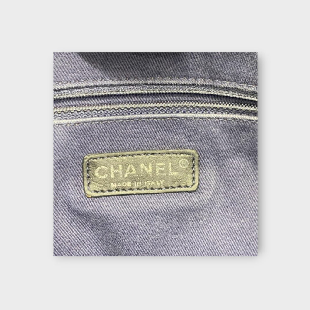 CHANEL Deauville Line Medium Tote Shoulder Bag Logo Coco Mark Chain Shoulder