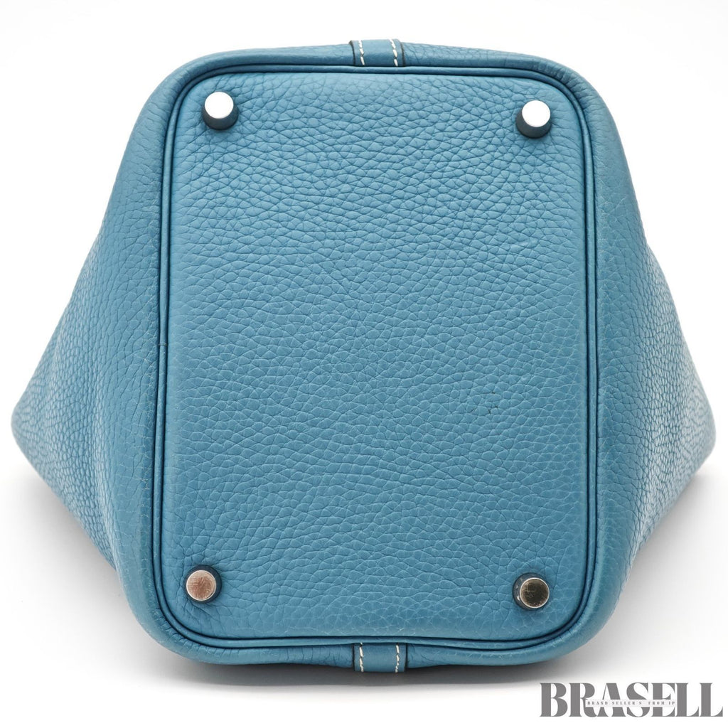 Hermes Picotin Blue Jean Taurillon Bag Tote Bag Bucket Bag Blue Silver Hardware