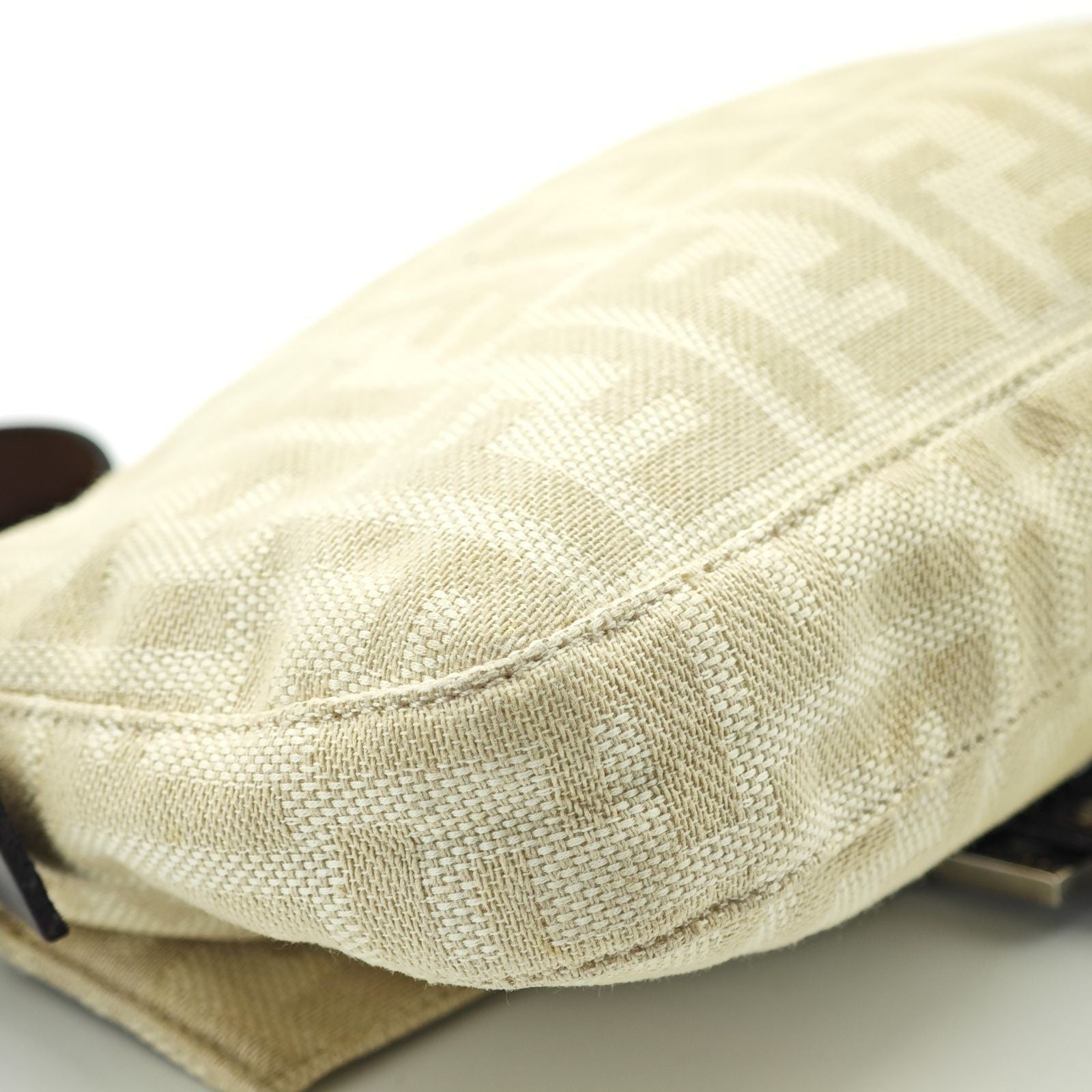 FENDI Mamma Bucket Handbag Canvas and Leather Beige Women's