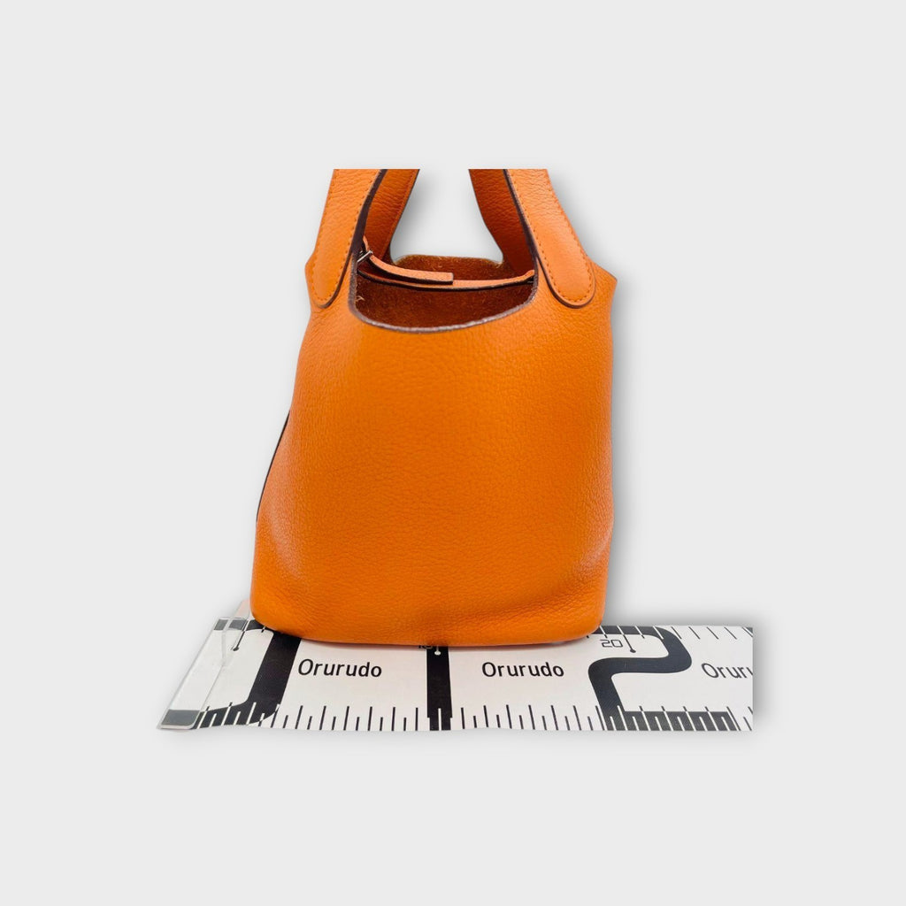 Hermès Picotin PM H Stamp Handbag Orange Leather Taurillon Clémence 【A】