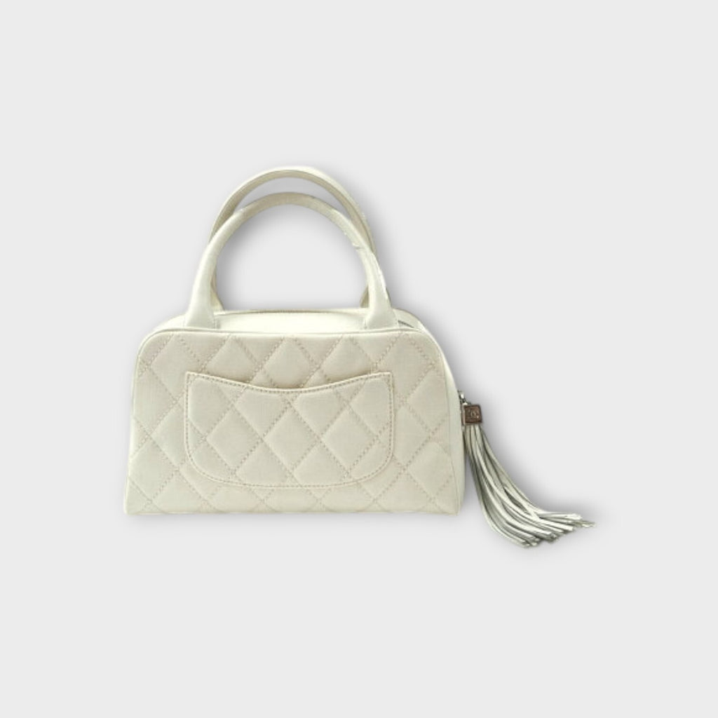 CHANEL Matelassé Mini Boston Bag A20996 Ladies Handbag  Leather White