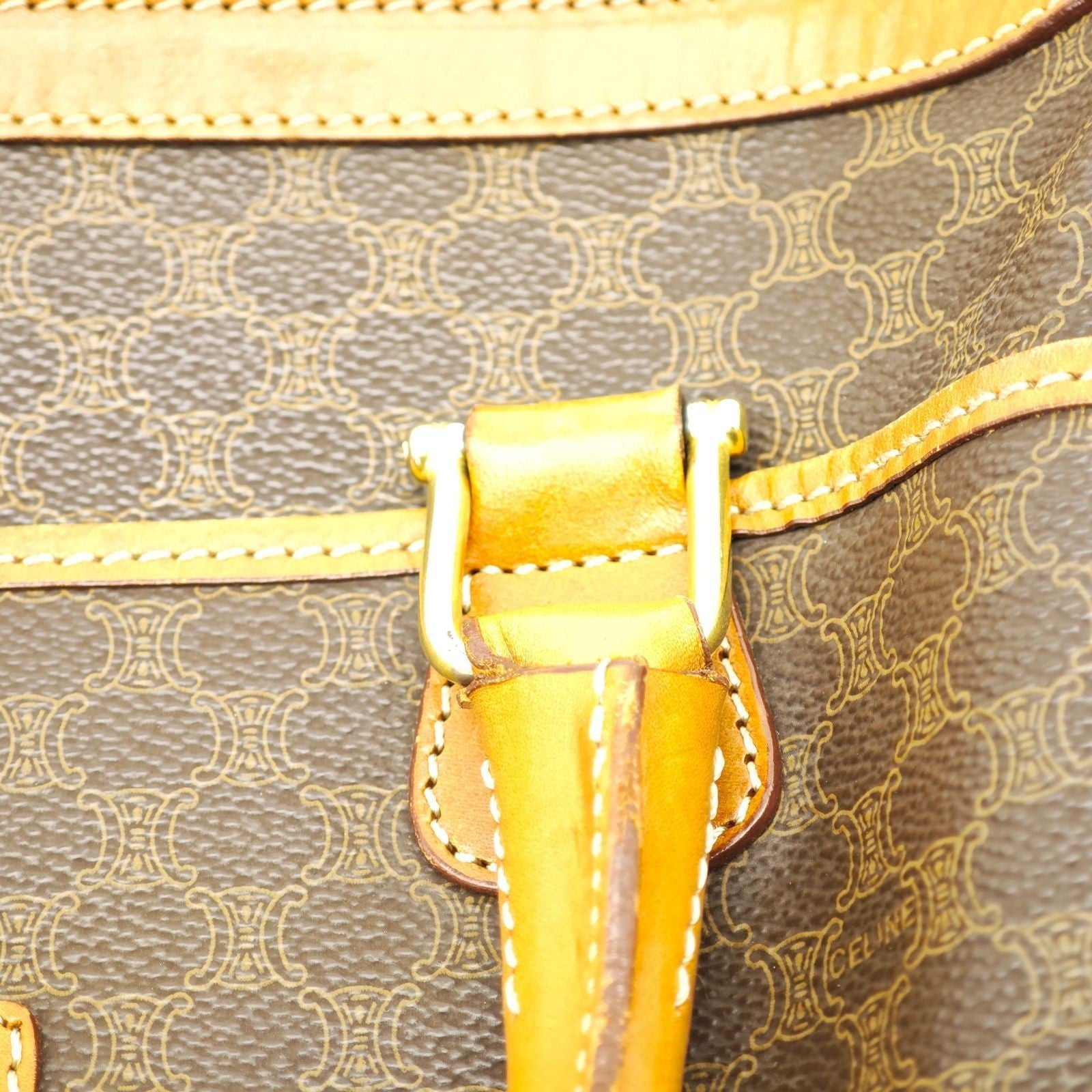CELINE Macadam Handbag Mini Boston Bag Brown Women's