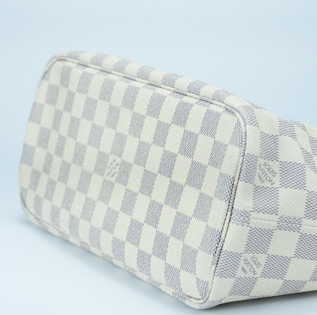 LOUIS VUITTON Damier Azur Neverfull PM N41362 Handbag Tote Bag with Pouch