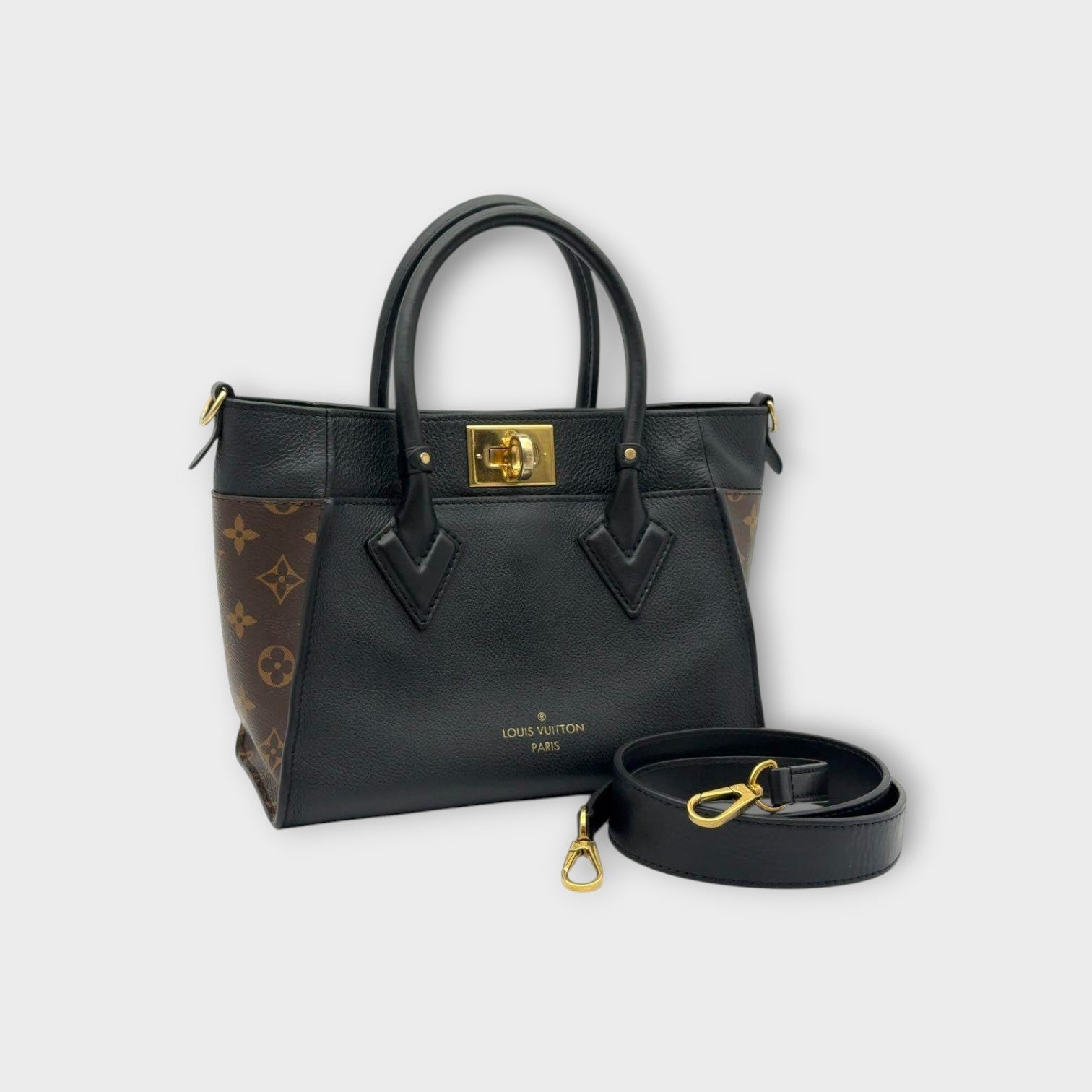 Louis Vuitton On My Side PM M57728 2Way Handbag Monogram Noir Leather PVC 【A】