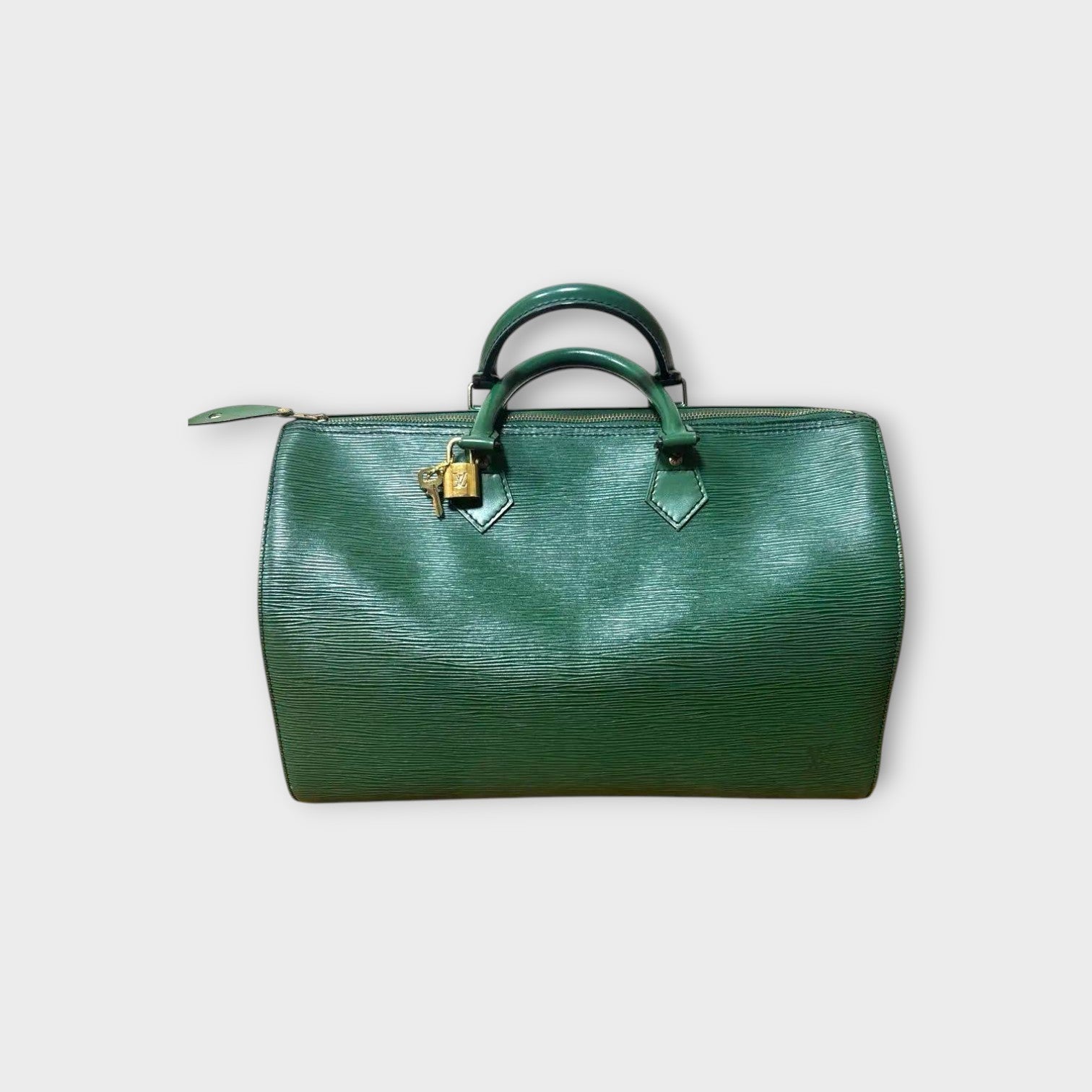 Louis Vuitton Speedy 35 M42994 Borneo Green Leather Gold Hardware 【B】